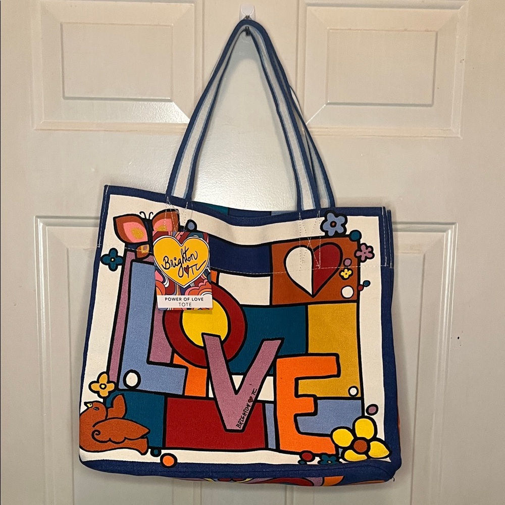 Brighton Colorblock 'LOVE' Canvas Tote - Blue, Red, Yellow, Orange, Pink